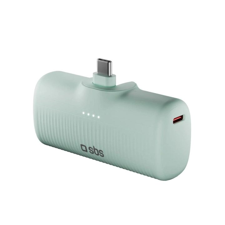 Išorinė baterija žalia su USB-C jungtimi 5000 mAh SBS