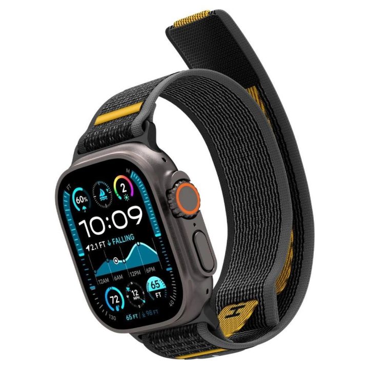 Dirželis laikrodžiui juodas nailoninis sportui Apple Watch 44–49 mm Spigen