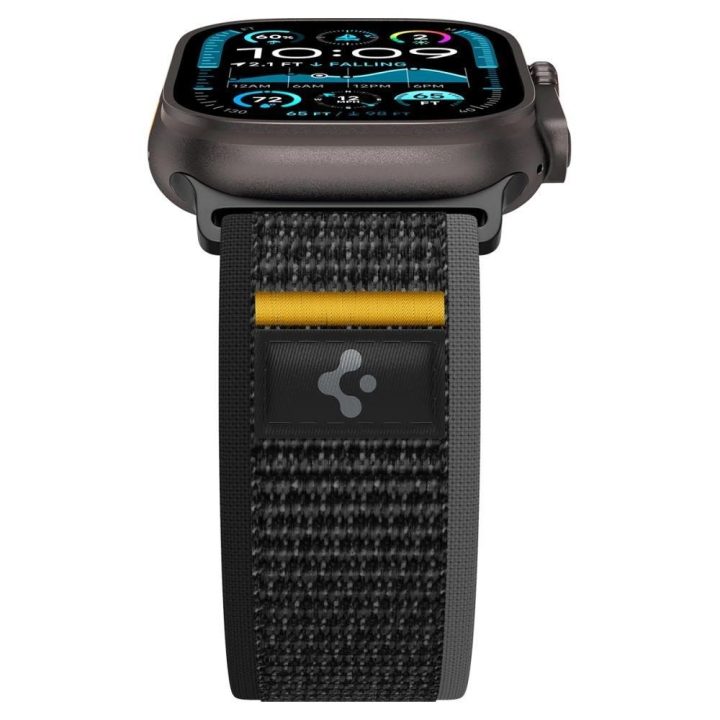 Dirželis laikrodžiui juodas nailoninis sportui Apple Watch 44–49 mm Spigen