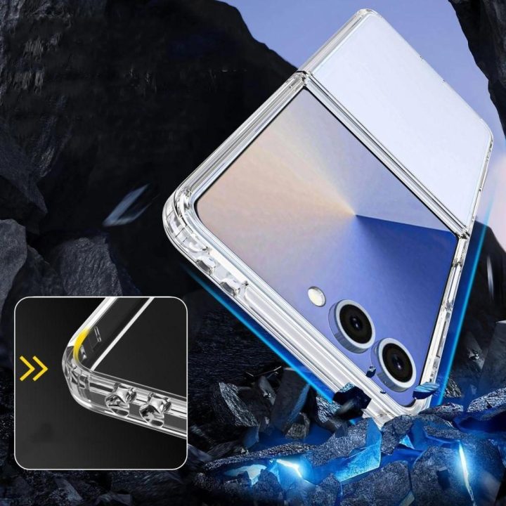 Dėklas skaidrus telefonui Samsung Galaxy Z Flip 7 su apsauga