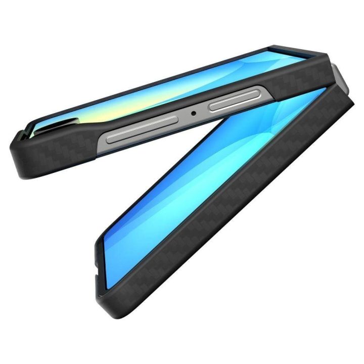 Dėklas telefonui juodas aramidinis Samsung Galaxy Z Flip 7 Spigen