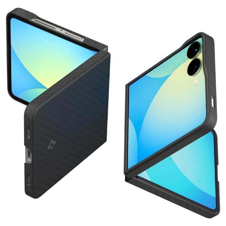 Dėklas telefonui juodas aramidinis Samsung Galaxy Z Flip 7 Spigen