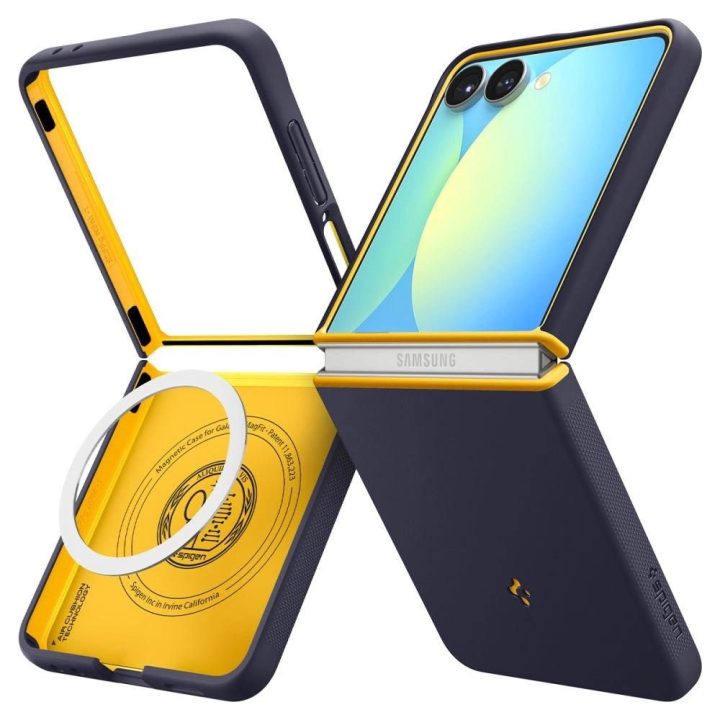 Dėklas telefonui tamsiai mėlynas su magnetu Samsung Galaxy Z Flip7 Spigen