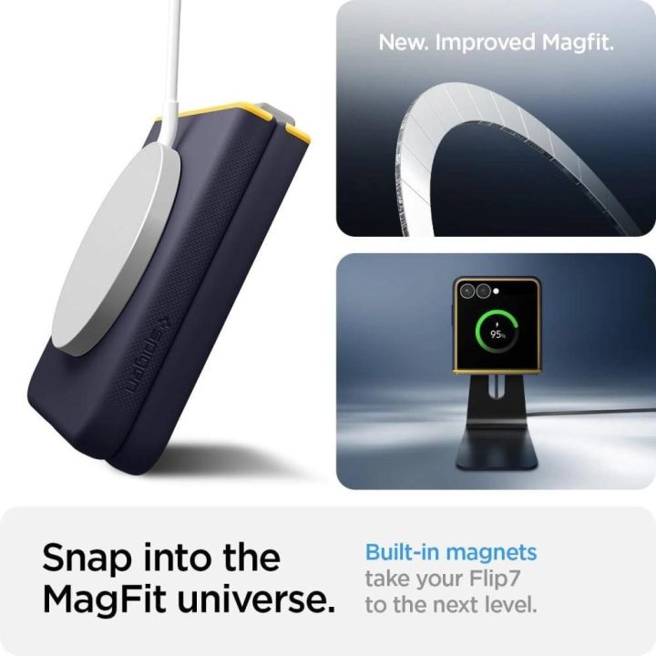Dėklas telefonui tamsiai mėlynas su magnetu Samsung Galaxy Z Flip7 Spigen