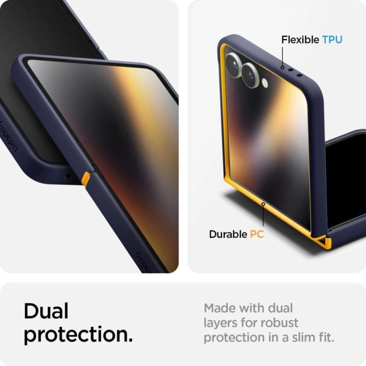 Dėklas telefonui tamsiai mėlynas su magnetu Samsung Galaxy Z Flip7 Spigen