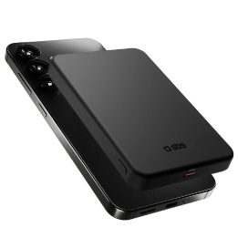 Išorinė baterija su magnetiniu belaidžiu įkrovimu 5000 mAh, juoda, SBS