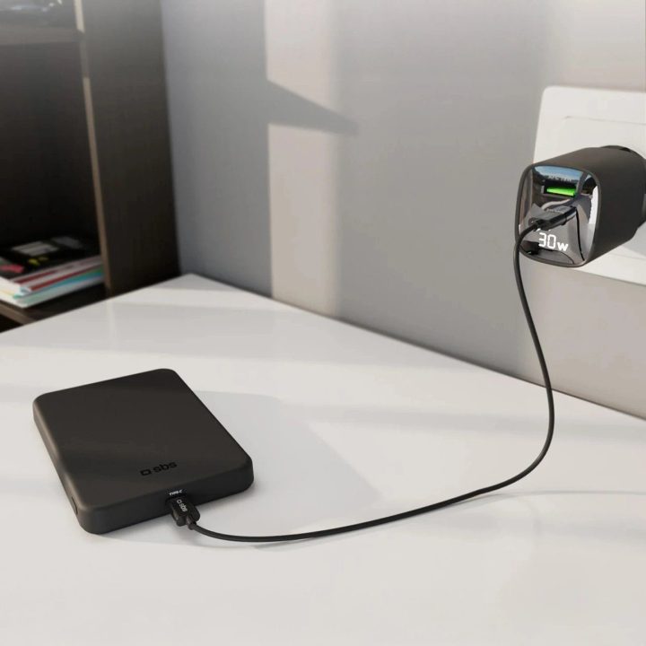 Išorinė baterija su magnetiniu belaidžiu įkrovimu 5000 mAh, juoda, SBS