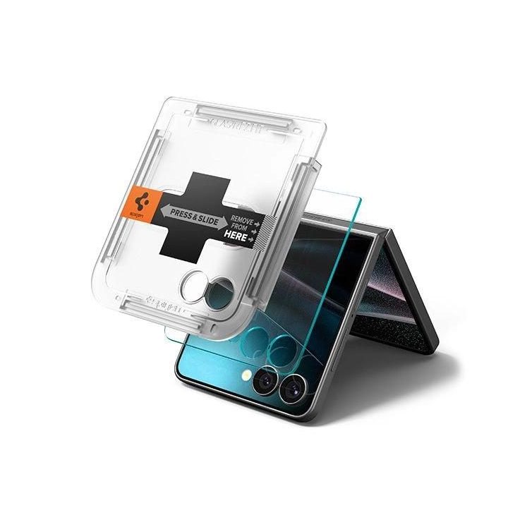 Grūdintas stiklas telefonui skaidrus 2 vnt. Samsung Galaxy Z Flip 7 Spigen