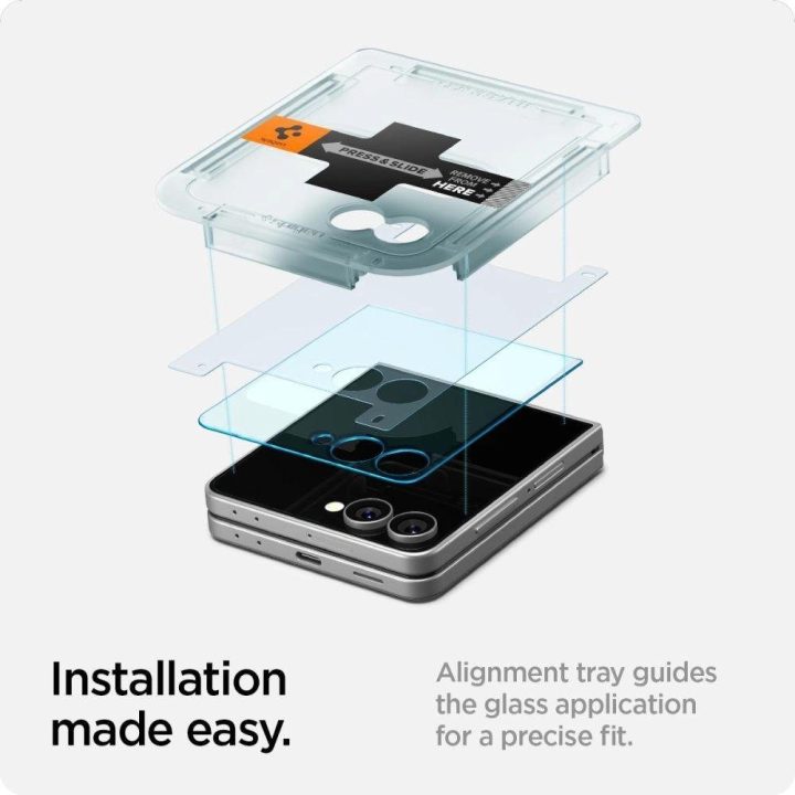 Grūdintas stiklas telefonui skaidrus 2 vnt. Samsung Galaxy Z Flip 7 Spigen