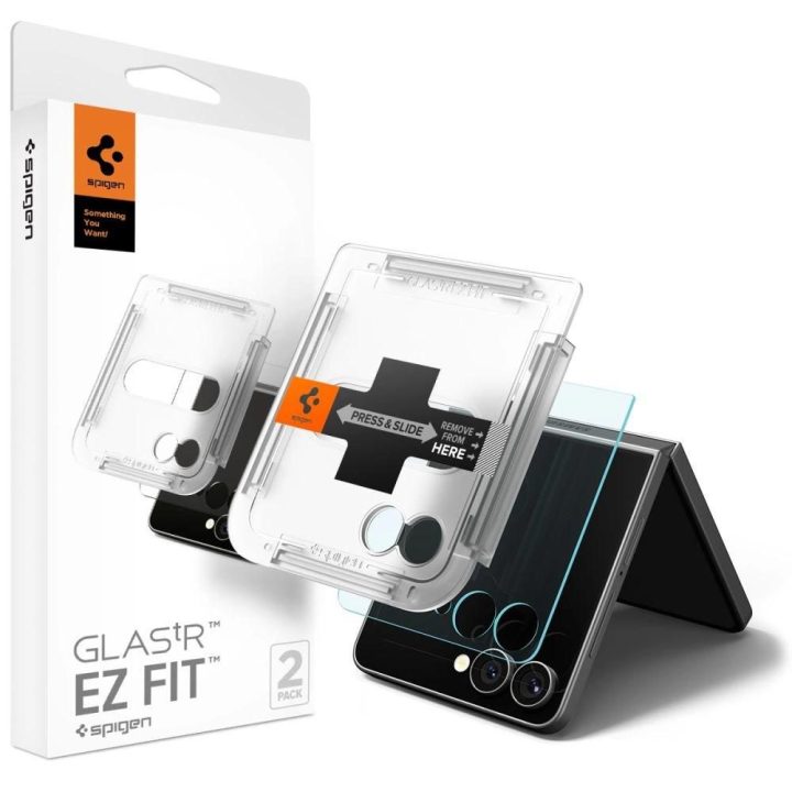 Grūdintas stiklas telefonui skaidrus 2 vnt. Samsung Galaxy Z Flip 7 Spigen