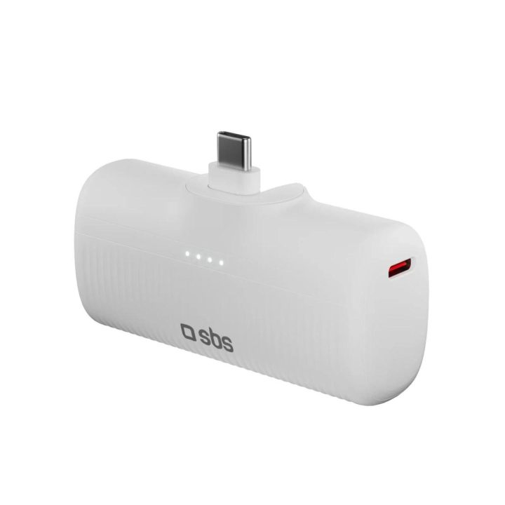 Išorinė baterija balta su USB-C jungtimi 5000 mAh 10W SBS