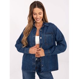 Džinsinė tamsiai mėlyna marškinėliai su kišene kasdienai
