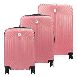 Lagaminų rinkinys rožinis kietu korpusu kelionėms Pierre Cardin