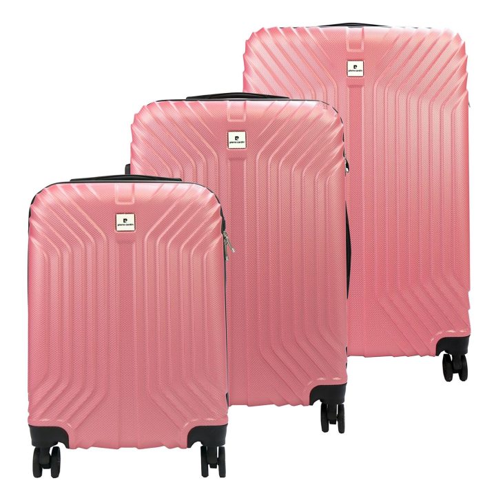 Lagaminų rinkinys rožinis kietu korpusu kelionėms Pierre Cardin