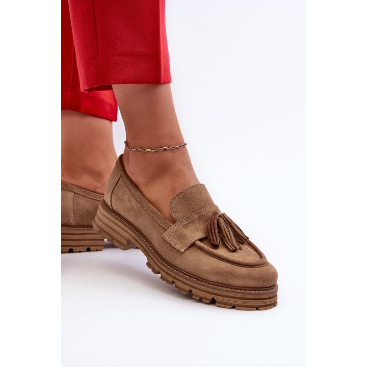 Zazoo 3469 Suede moteriški auliniai bateliai su kutais Smėlio spalvos