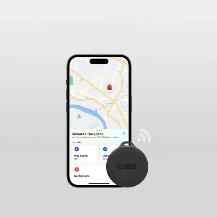 Lokatorius daiktams juodas atsparus vandeniui su Apple Find My funkcija SBS