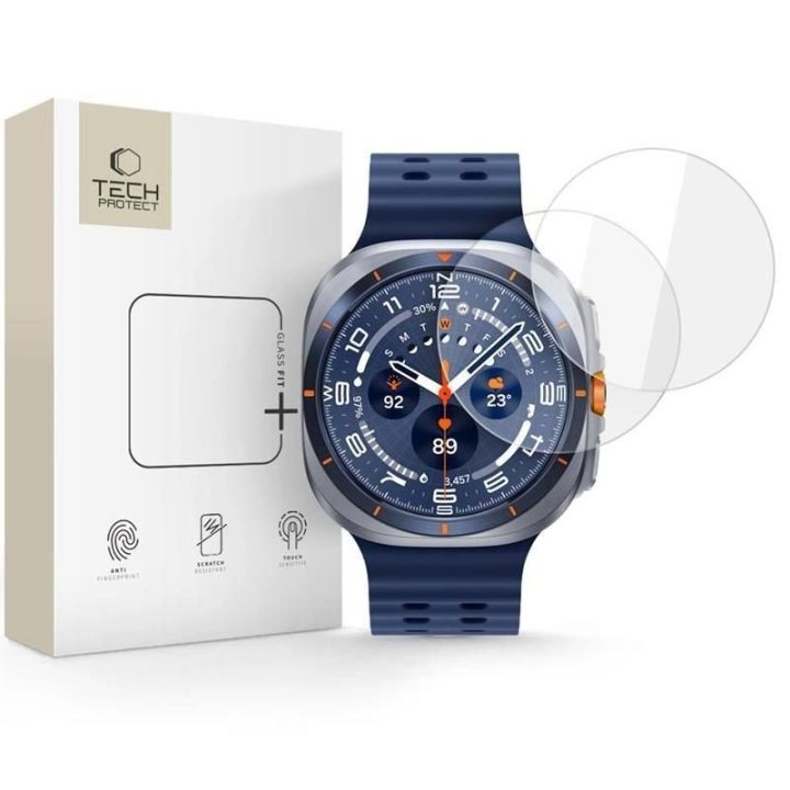 Grūdintas stiklas laikrodžiui Samsung Galaxy Watch Ultra 47 mm, skaidrus, 2 vnt.,