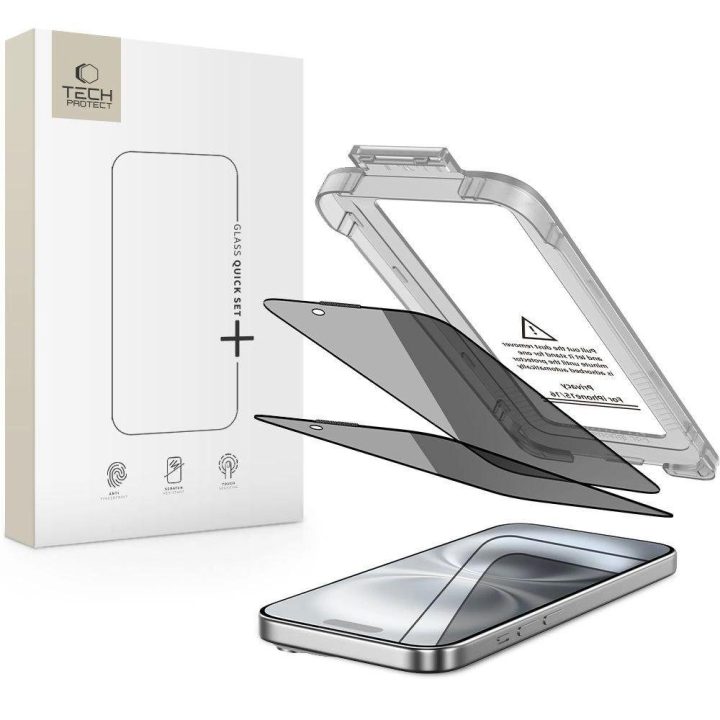 Privatumo stiklas telefonui juodas 2 vnt. iPhone 15/16