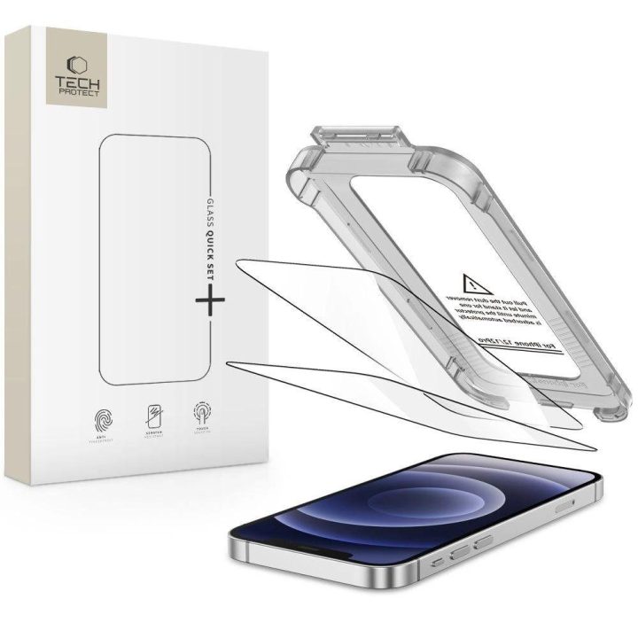Grūdintas stiklas juodas iPhone 12 / 12 Pro ekranui, 2 vnt.,