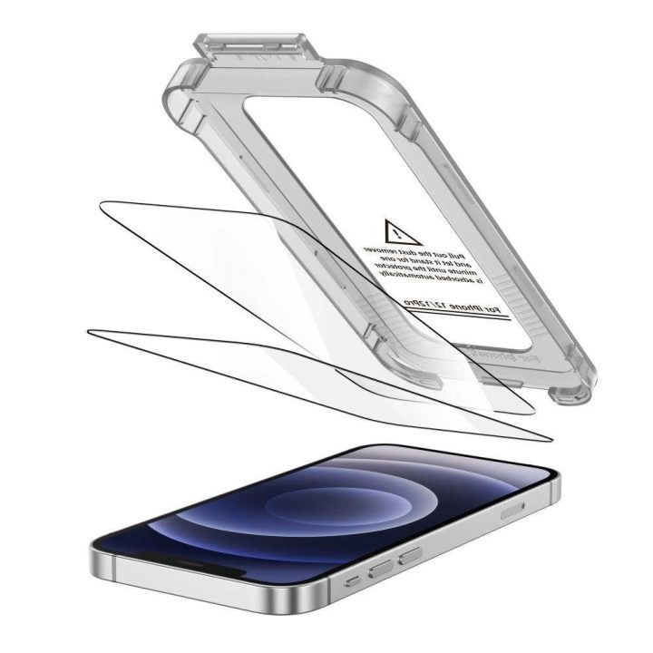 Grūdintas stiklas juodas iPhone 12 / 12 Pro ekranui, 2 vnt.,