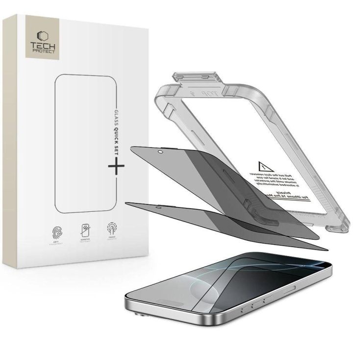 Privatumo stiklas telefonui juodas su apsauga nuo žvilgsnių iPhone 16 Pro Max