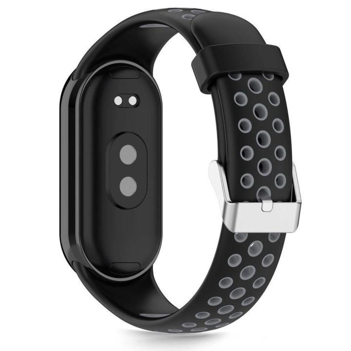 Dirželis juodas ir pilkas silikoninis Xiaomi apyrankei 8/9/10/NFC