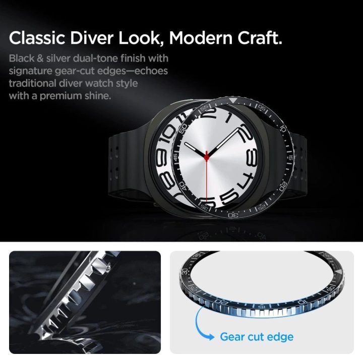 Dėklas laikrodžiui juodas apsauginis Samsung Galaxy Watch 8 44mm Spigen