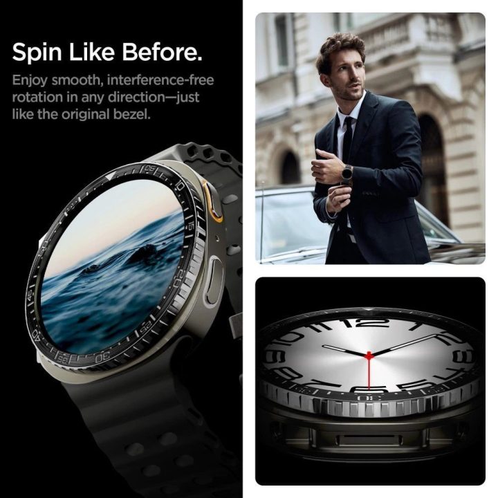 Dėklas laikrodžiui juodas apsauginis Samsung Galaxy Watch 8 44mm Spigen
