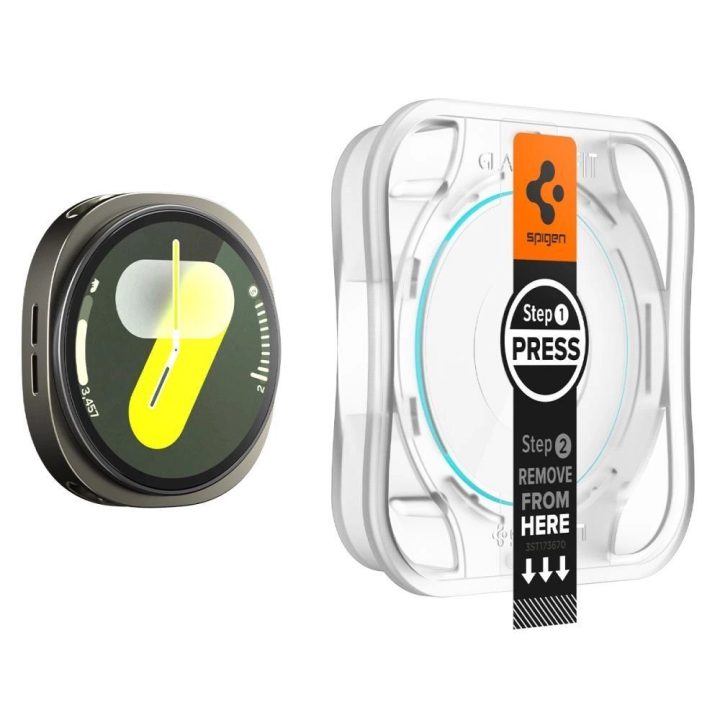 Grūdintas stiklas laikrodžiui Samsung Galaxy Watch 8 44 mm, skaidrus, Spigen