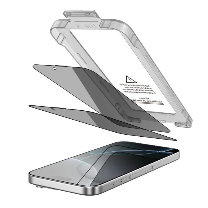 Privatumo stiklas telefonui juodas su apsauga nuo žvilgsnių iPhone 16 Pro