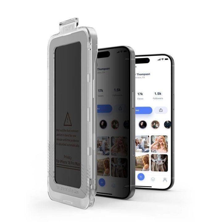 Privatumo stiklas telefonui juodas su apsauga nuo žvilgsnių iPhone 16 Pro