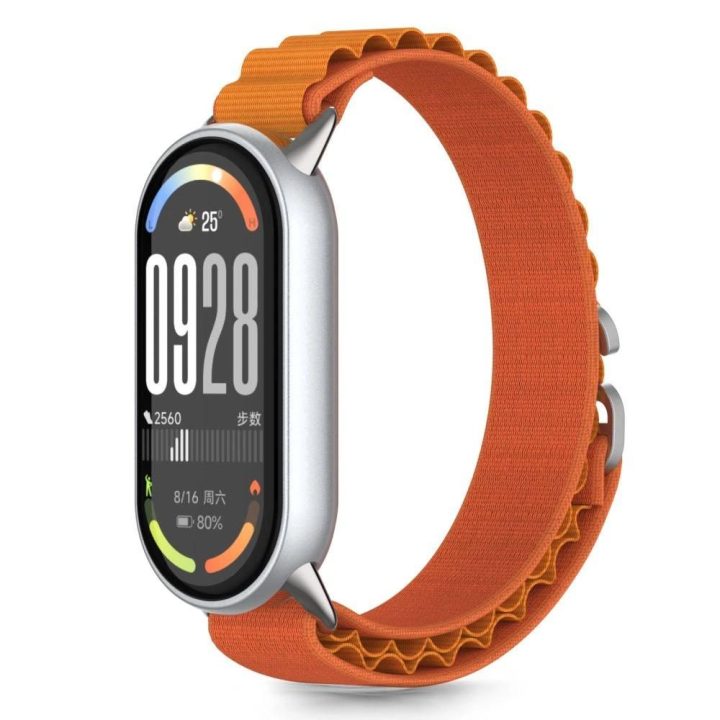 Dirželis oranžinis nailoninis Xiaomi apyrankei Smart Band 8/9/10 –