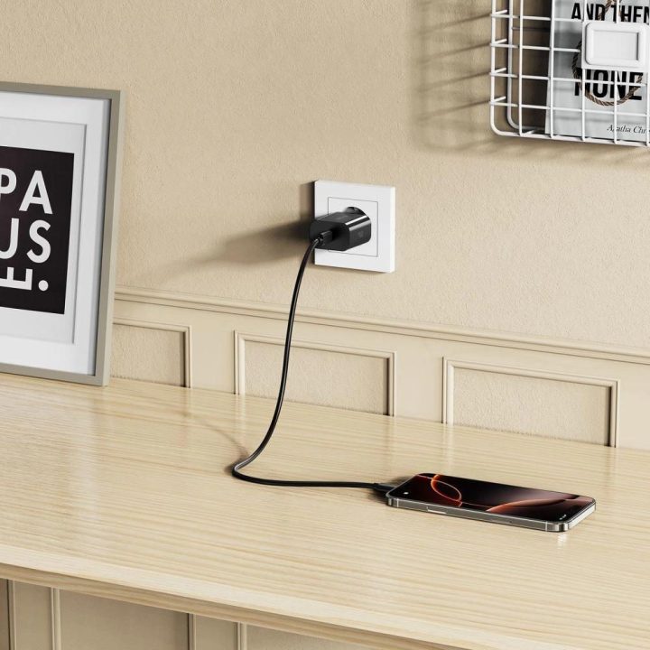 Kroviklis USB-C juodas su greitu įkrovimu 20W