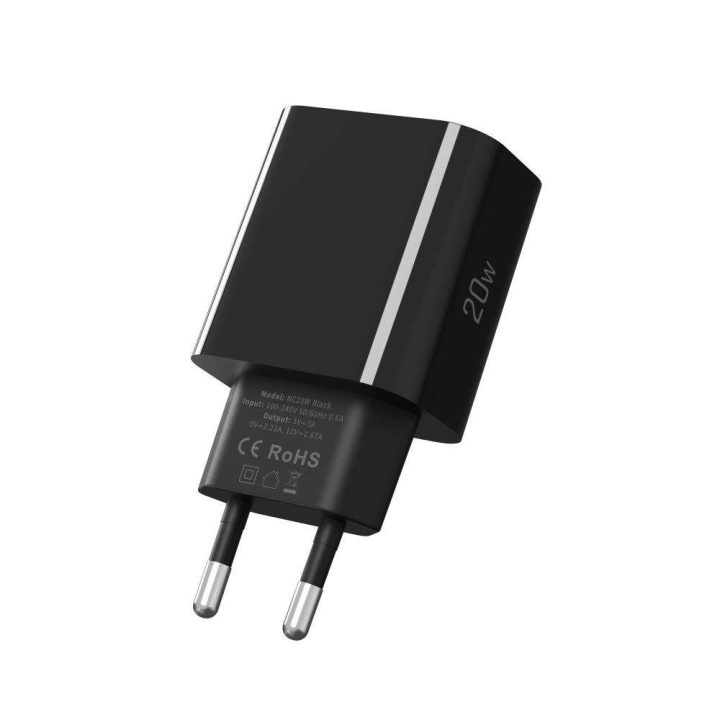 Kroviklis USB-C juodas su greitu įkrovimu 20W