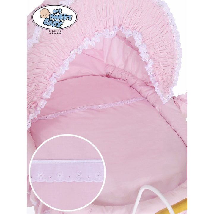 Užvalkalų komplektas lopšiui rožinis medvilninis 4 dalių My Sweet Baby