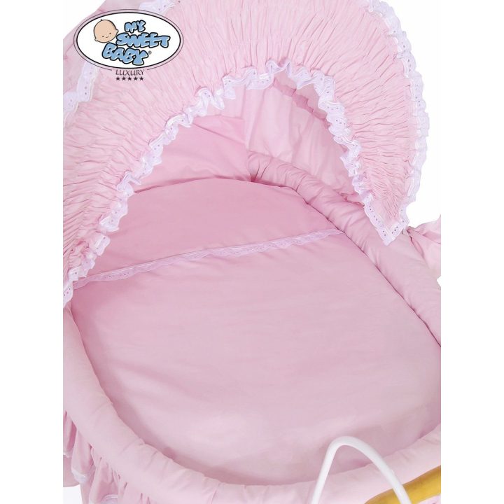 Užvalkalų komplektas lopšiui rožinis medvilninis 4 dalių My Sweet Baby