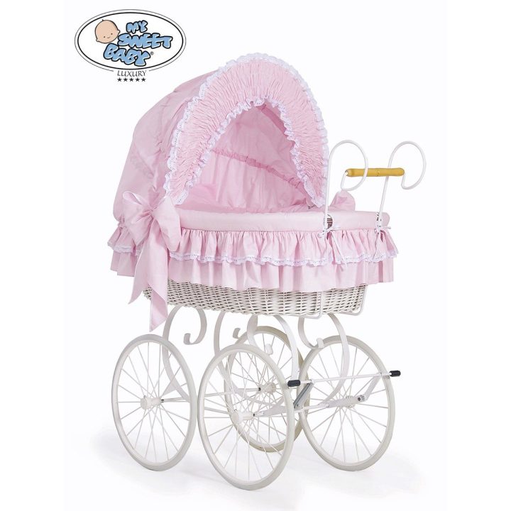 Užvalkalų komplektas lopšiui rožinis medvilninis 4 dalių My Sweet Baby