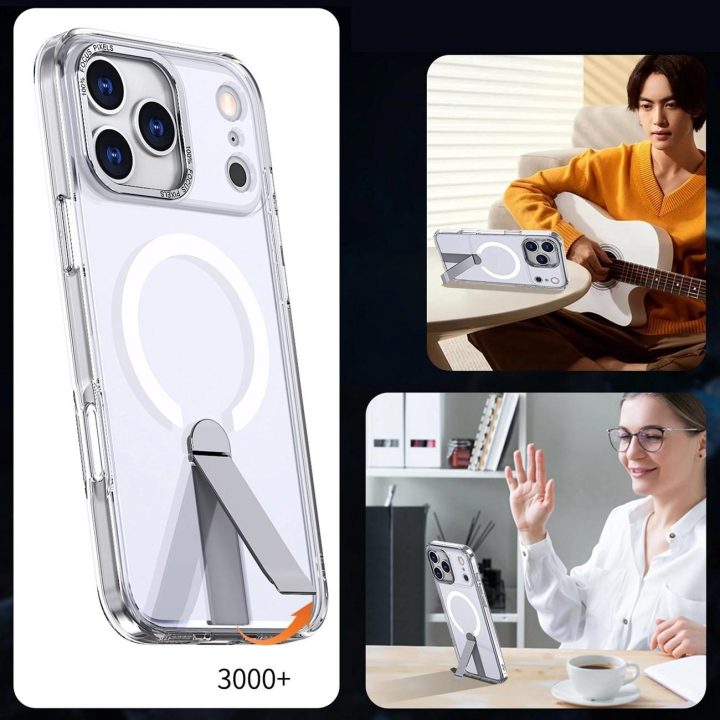 Dėklas skaidrus su atrama ir MagSafe iPhone 17 Pro Hybrid Armor X