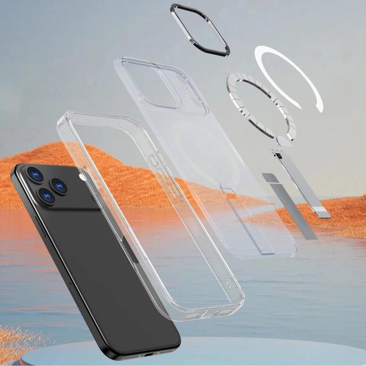 Dėklas skaidrus su atrama ir MagSafe iPhone 17 Pro Hybrid Armor X