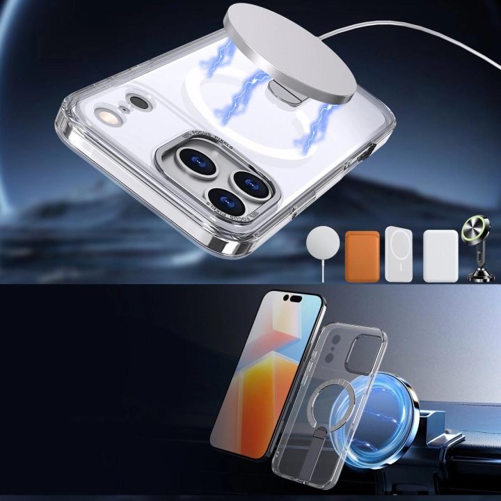 Dėklas skaidrus su atrama ir MagSafe iPhone 17 Pro Hybrid Armor X