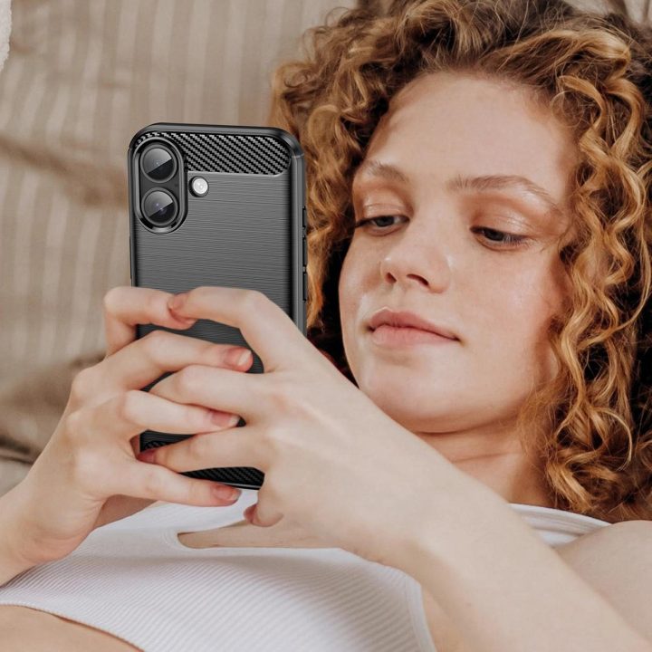 Dėklas juodas anglies pluošto iPhone 17 apsaugai Carbon Case