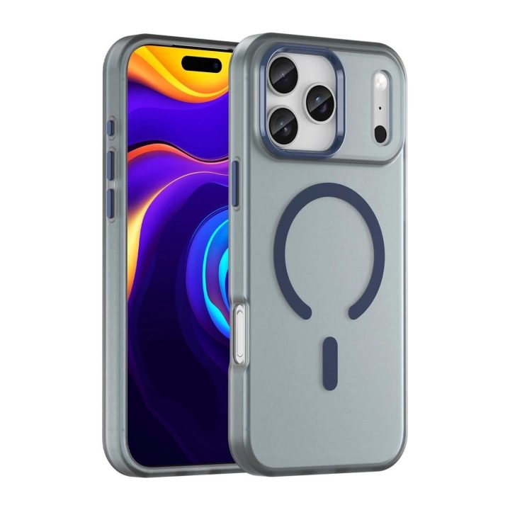 Dėklas iPhone 17 Pro matinis mėlynas su MagSafe palaikymu Magnetic Abrasive
