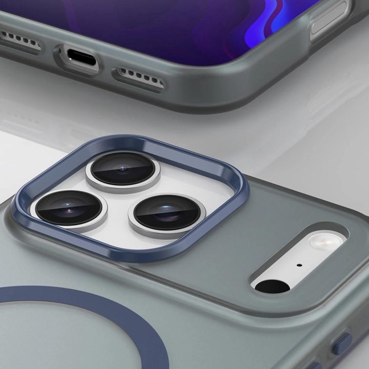 Dėklas iPhone 17 Pro matinis mėlynas su MagSafe palaikymu Magnetic Abrasive