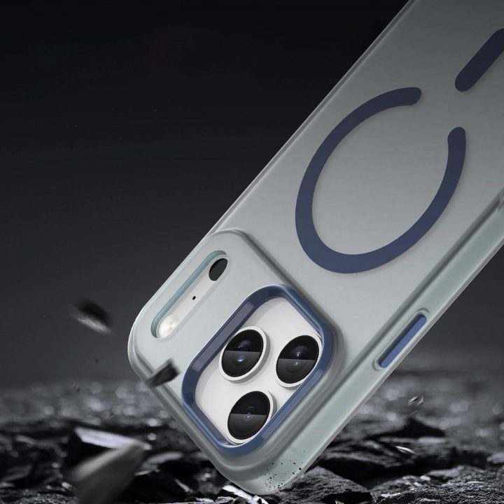 Dėklas iPhone 17 Pro matinis mėlynas su MagSafe palaikymu Magnetic Abrasive