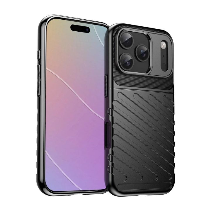 Apsauginis dėklas iPhone 17 Pro juodas su dangteliu Thunder Case