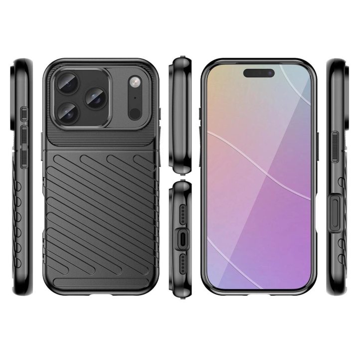 Apsauginis dėklas iPhone 17 Pro juodas su dangteliu Thunder Case