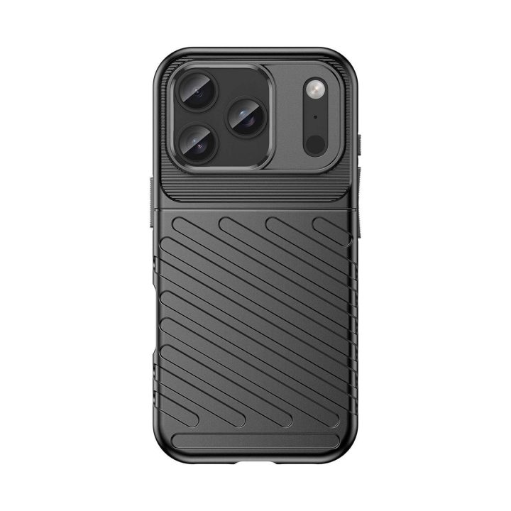 Apsauginis dėklas iPhone 17 Pro juodas su dangteliu Thunder Case