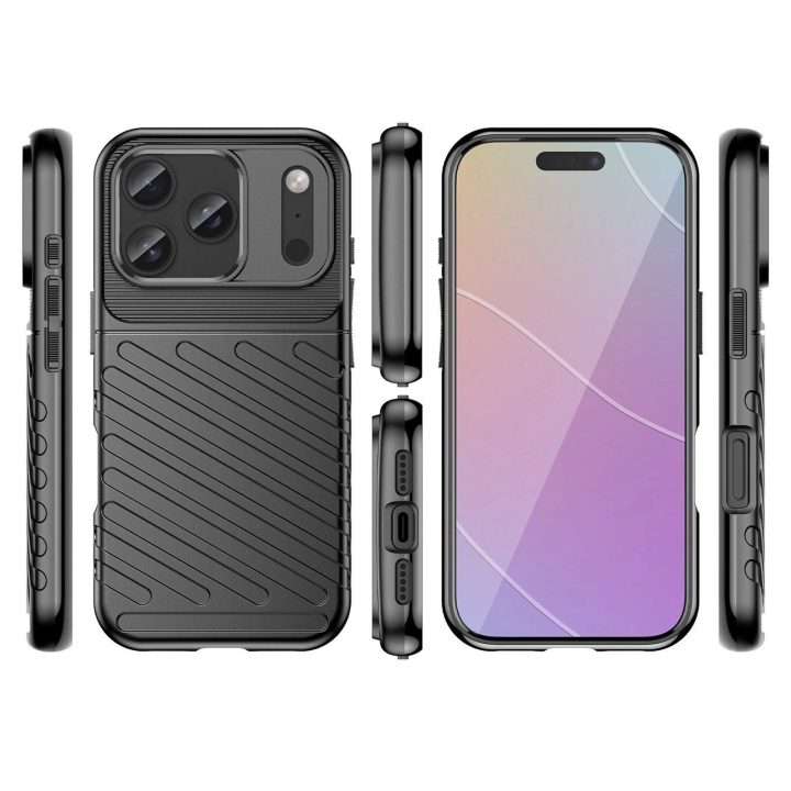 Dėklas juodas atsparus smūgiams iPhone 17 Pro Max Thunder Case