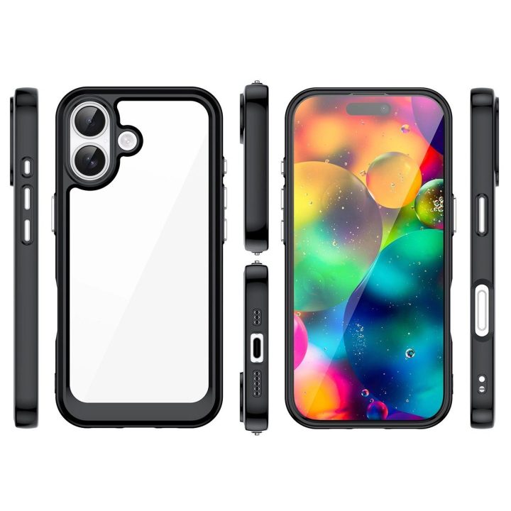 Dėklas juodas permatomas apsauginis iPhone 17 telefonui Outer Space