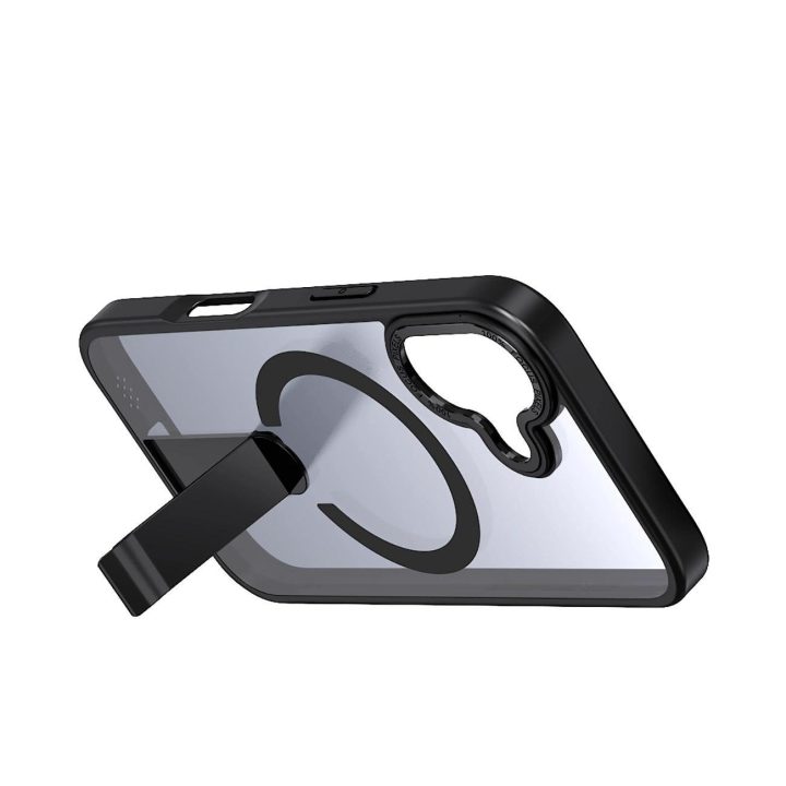 Dėklas iPhone 17 juodas su atrama ir MagSafe palaikymu Hybrid Armor X
